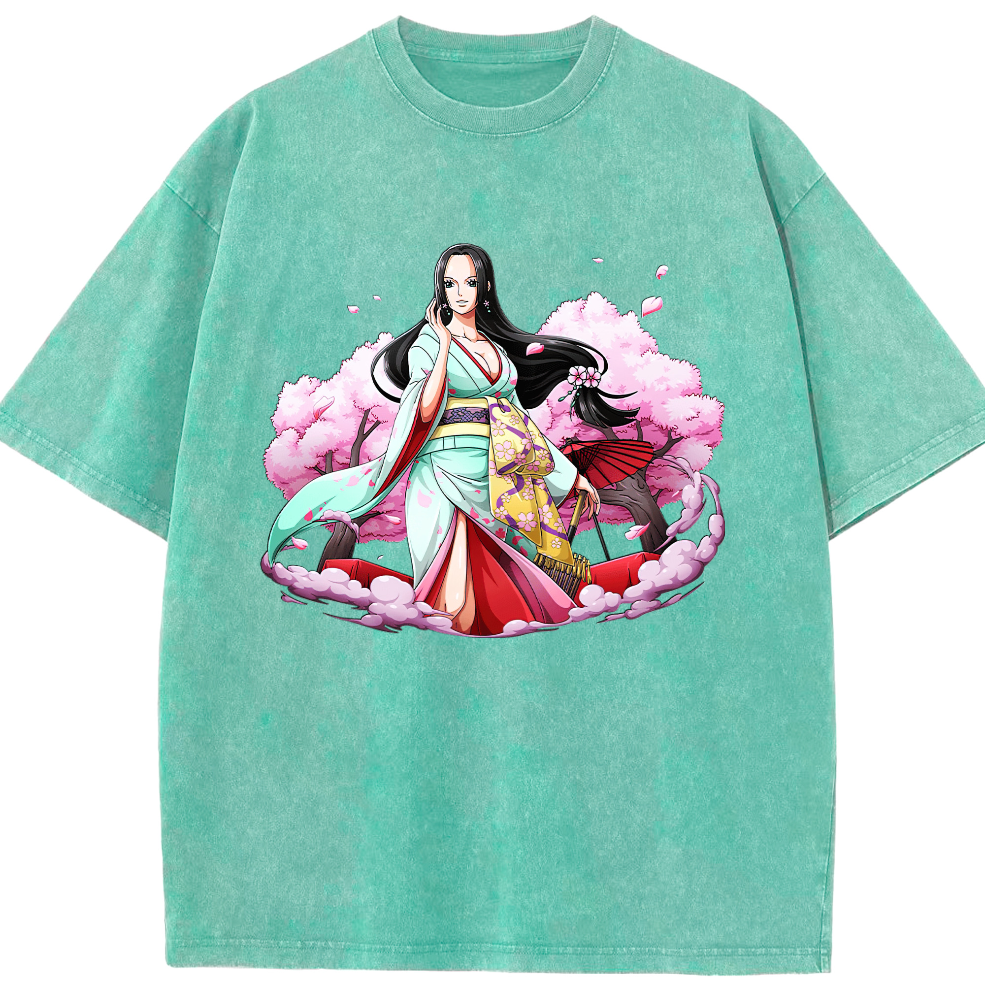 ワンピース ボア・ハンコック ONE PIECE Boa·Hancock 綿100% ヴィンテージ風 半袖Tシャツ（フロントプリント）
